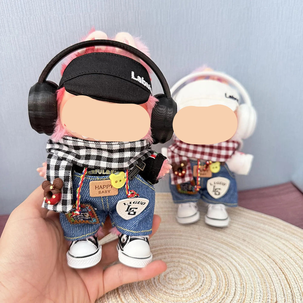 Fall Labubu Clothes Denim Overalls + Hat Boy Streetwear Labubu Outfits Keychain Labubu Clothing