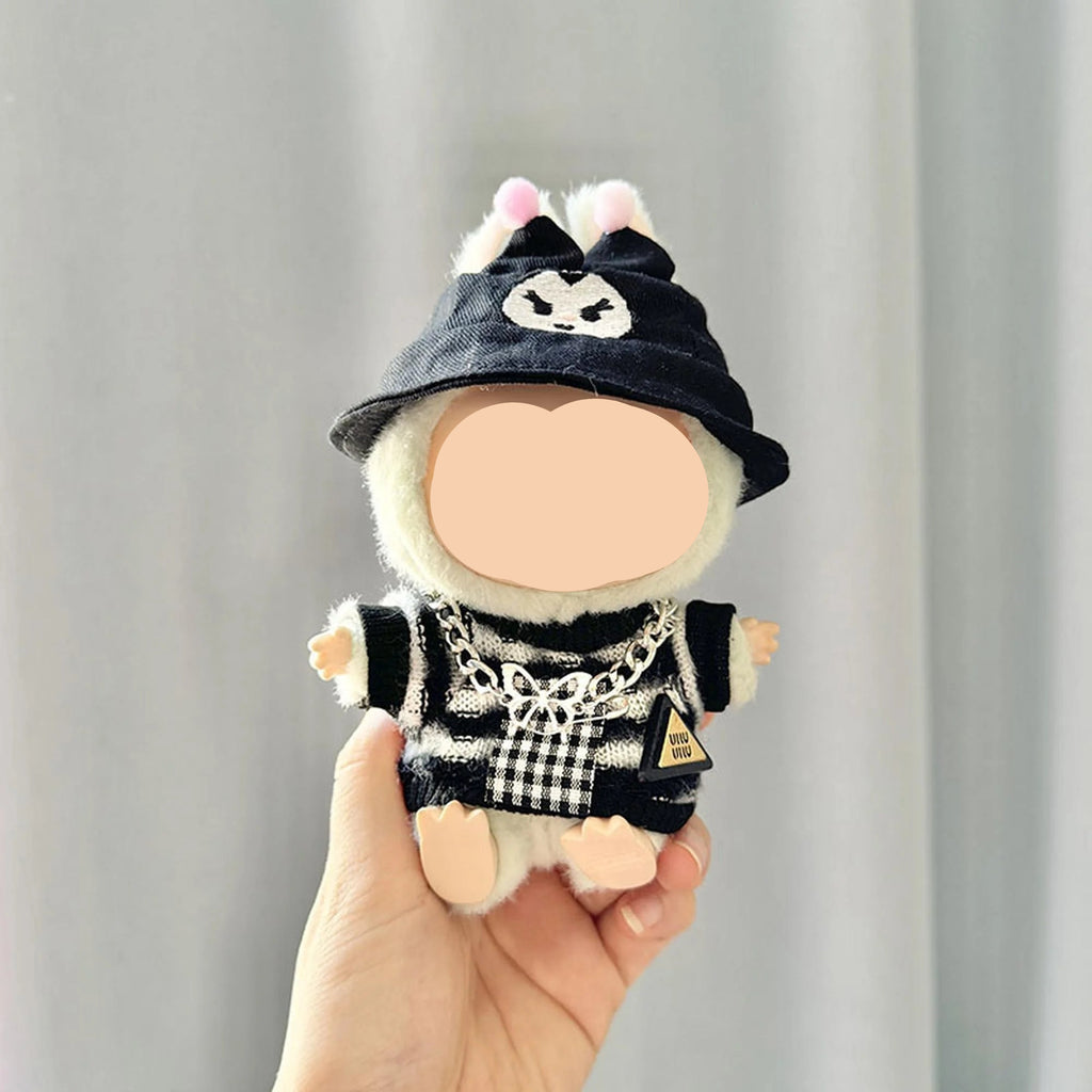 Winter Labubu Clothes Black White Sweater Girl Labubu Outfits Keychain Labubu Clothing