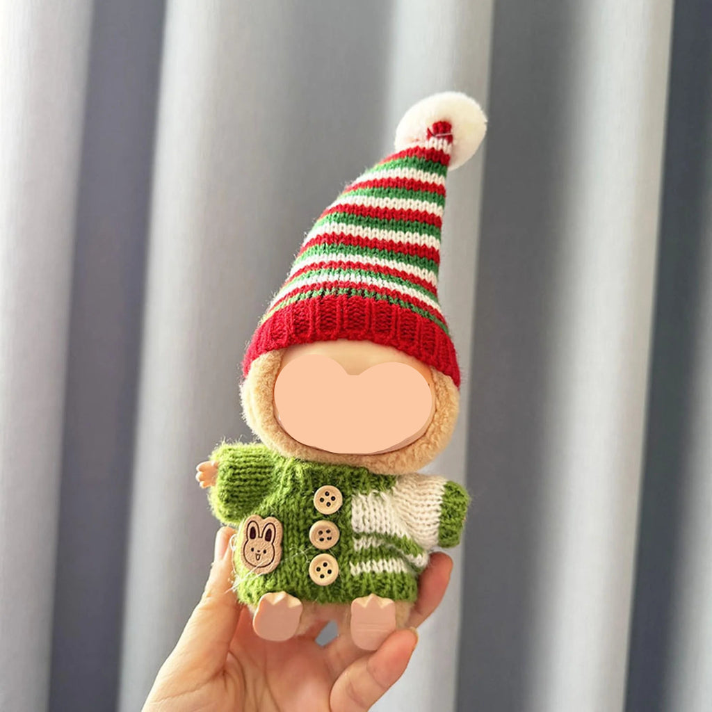 Winter Labubo Clothes Christmas Sweater + Hat Labubo Outfits Keychain Labubo Clothing