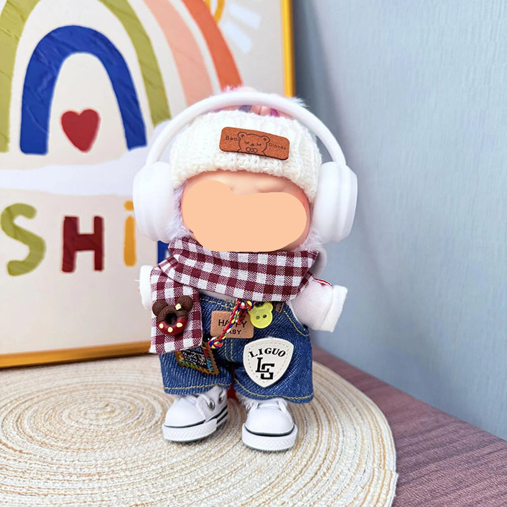 Keychain Labubo Clothing Fall Labubo Clothes Denim Overalls + Hat Boy Streetwear Labubo Outfits