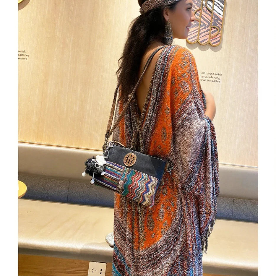 Boho Clutch Bag Canvas Small Shoulder Bag Clutch Embroidery Canvas Small Boho Crossbody Bag - Feltify