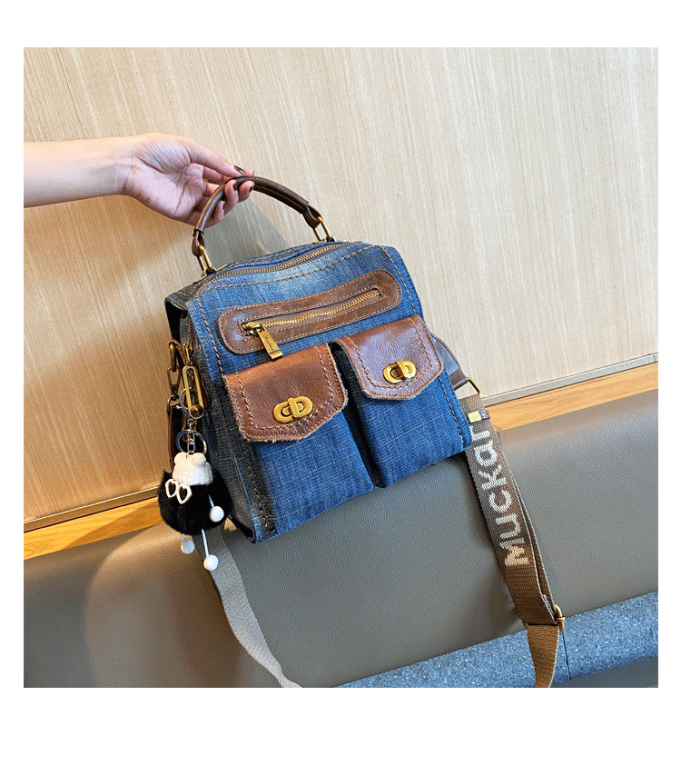 jean mini backpack purse Convertible Denim Mini Backpack Bag Crossbody Bag Blue Convertible Den – Feltify