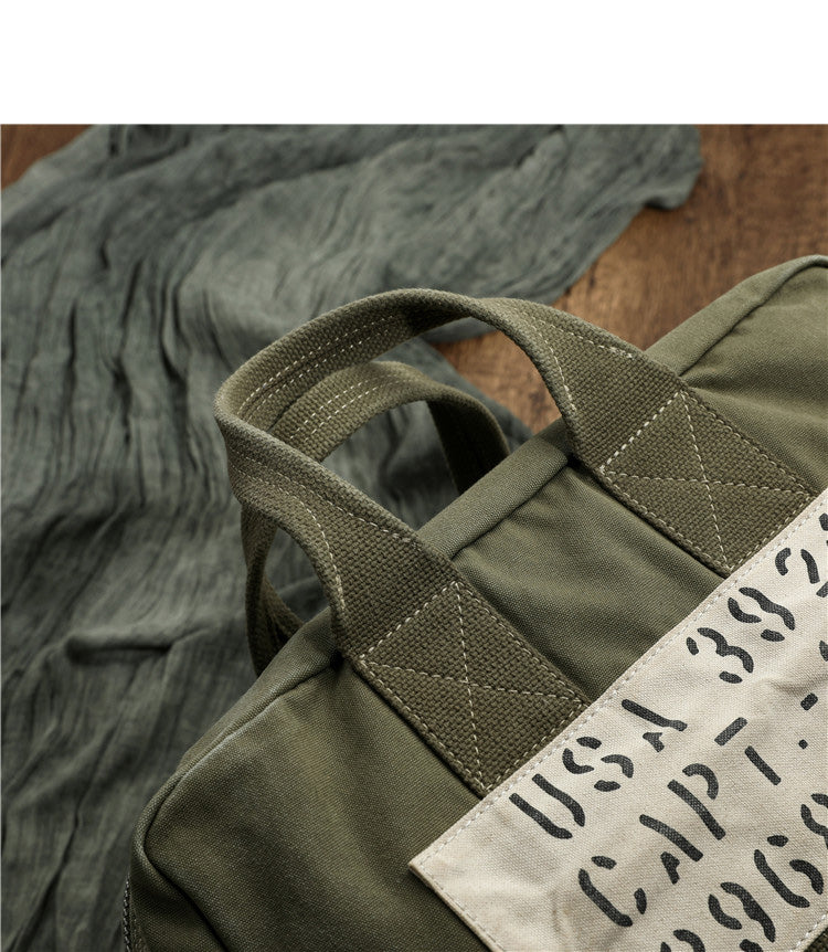 Army Green Canvas Mens Pilot Handbag Canvas WWII Bag Canvas Army