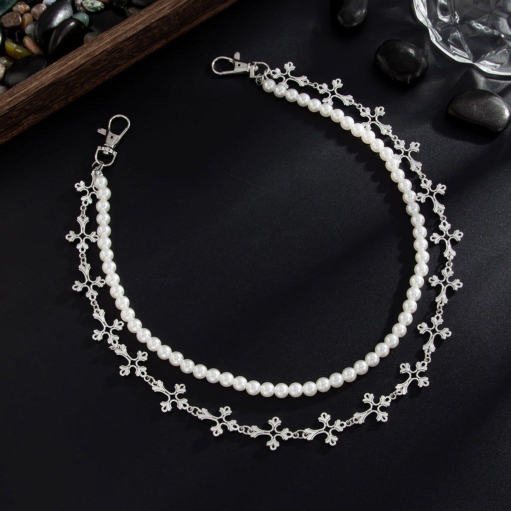 Pearl Wallet Chain for Women Cross Wallet Chain - iChainWallets