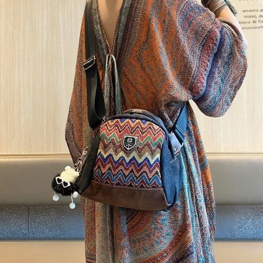 Boho Canvas Small Shell Shoulder Bag Embroidery Canvas Small Boho Crossbody Bag - Feltify