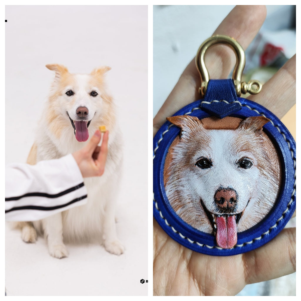 Tooled Leather Pet Memorial Jewelry Dog Memorial Keychain Personalized Dog Remembrance