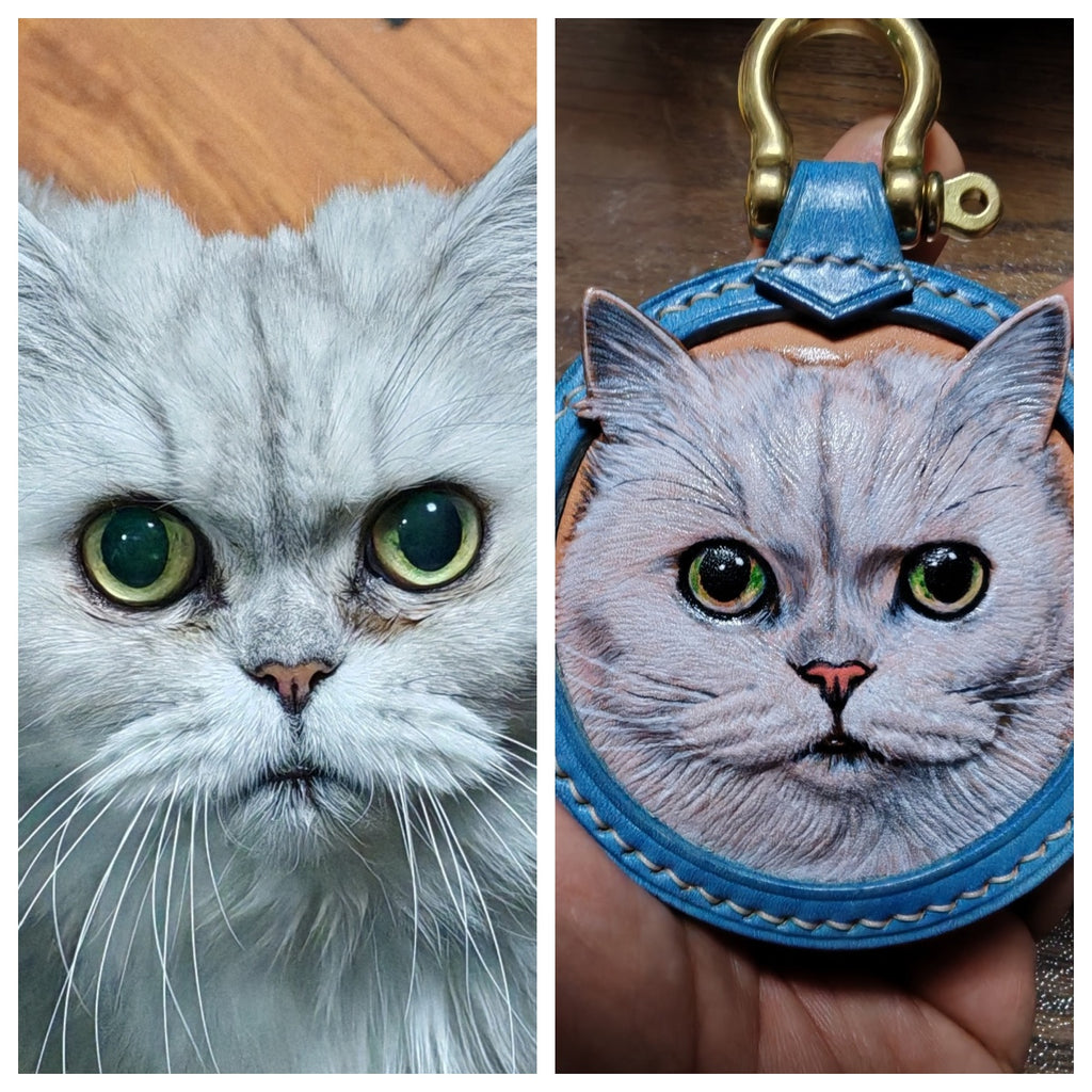Personalized Cat Remembrance Tooled Leather Pet Memorial Jewelry Cat Remembrance Jewelry