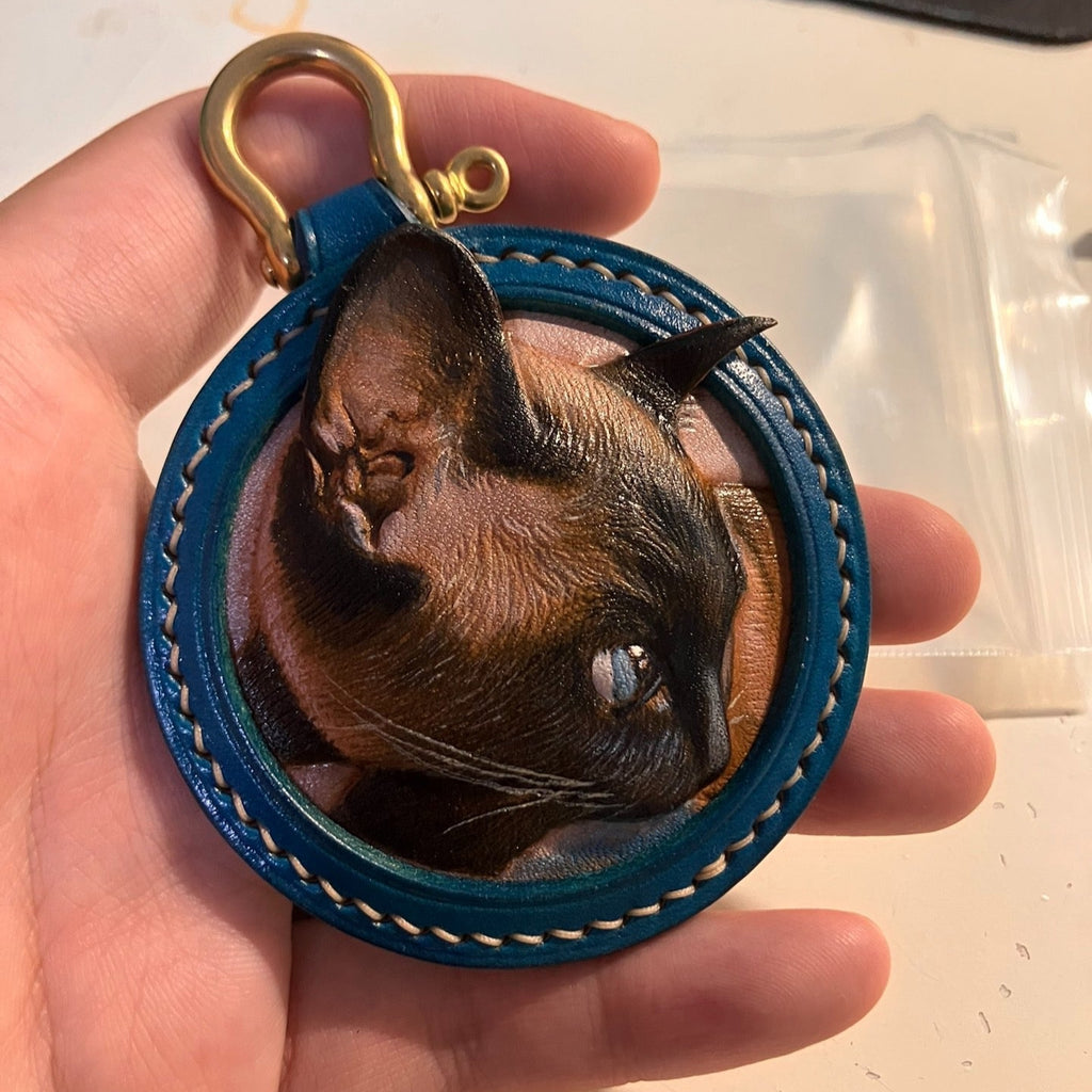 Tooled Leather Pet Memorial Products Personalized Cat Remembrance Cat Memorial Keychain