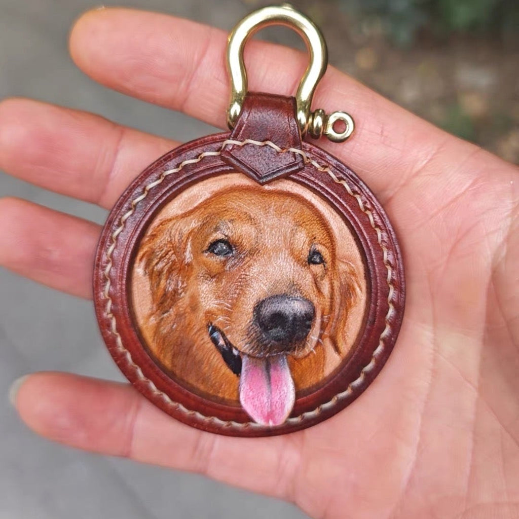 Tooled Leather Pet Memorial Jewelry Personalized Dog Remembrance Dog Memorial Keychain