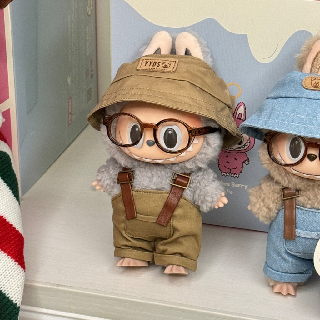 Khaki Overalls Keychain Labubu Clothes 