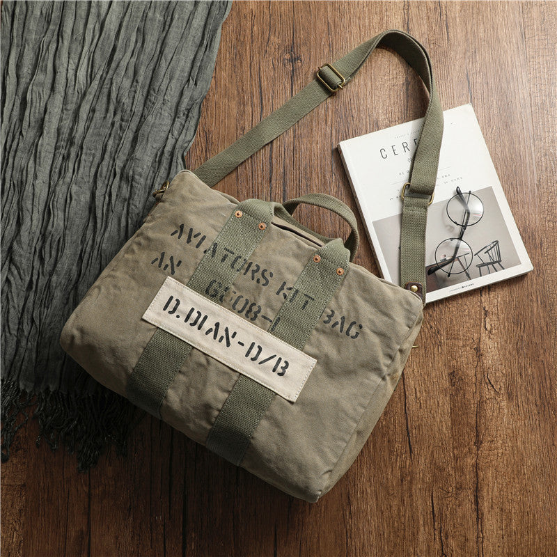 Green Canvas Military Duffle Bag Pilot Bag Canvas Military Bag Army Style  Carrier Bag for Men