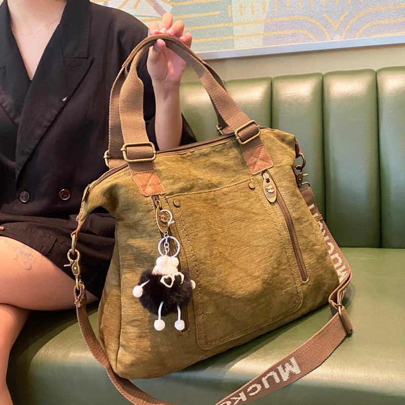 Canvas Large Shoulder Bag Canvas Handbag Green Canvas Crossbody Bag - Feltify
