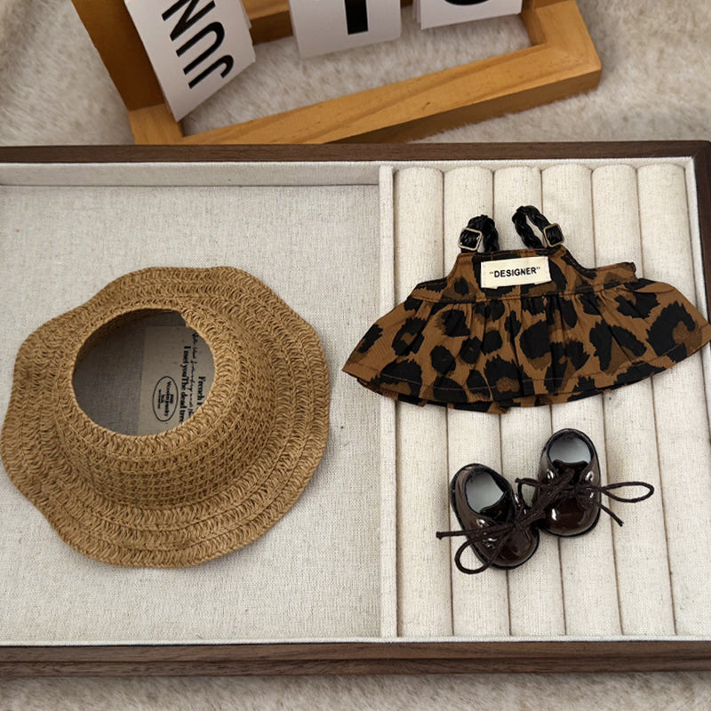 Leopard Print Skirt Have a Seat Labubu Doll Clothes Leopard Print Dress Keychain Labubu Clothes 17cm Labubu Clothing -