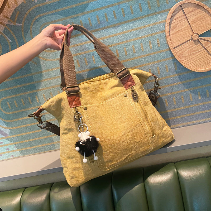 Canvas Large Shoulder Bag Canvas Handbag Green Canvas Crossbody Bag - Feltify