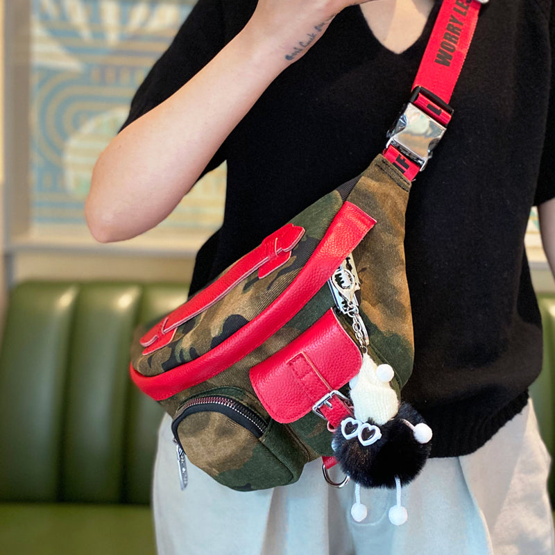 Camouflage Fanny Pack for Men Camouflage Denim Leather Waist Bag Camouflage Belt Bag - Feltify