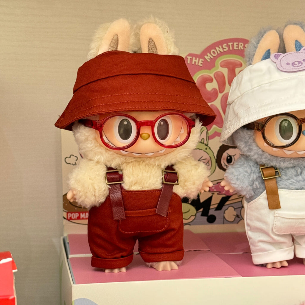 17cm Labubu Clothing Red Overalls Keychain Labubu Clothes Overalls Have a Seat Labubu Doll Clothes Macaron Clothes for Labubu