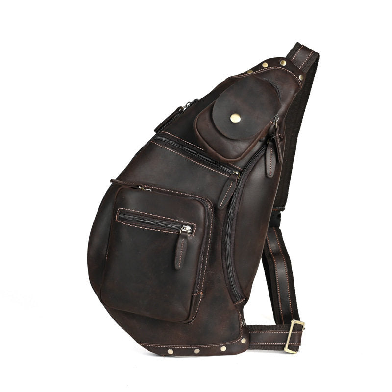 Large Leather Sling Bag  Full Grain Leather Sling Bag - iwalletsmen