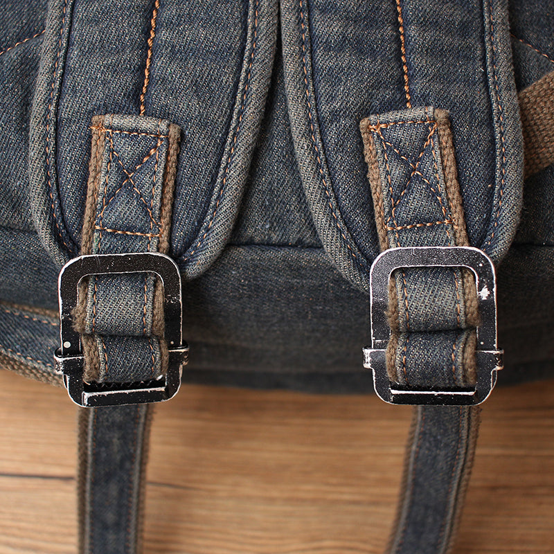 Vintage Denim Blue Mens Backpacks Bag School Backpack Blue Denim Lapto – Feltify