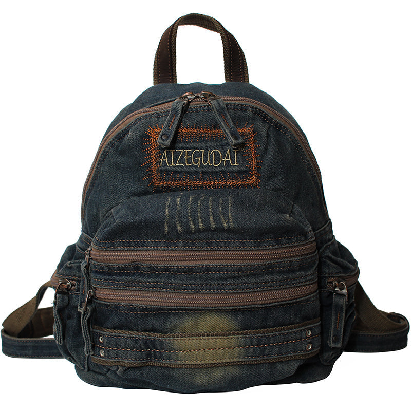 denim leather backpack Denim Black Womens Backpack School Backpacks Blue Vintage Denim Backpa – Feltify