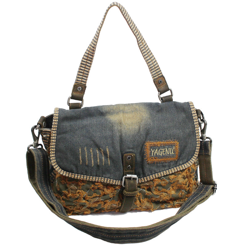 バッグ vintage denim shoulder bag Vintage Denim Hobo Bag - Large Capacity Womens Tote