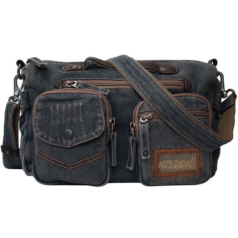 Blue Denim Side Bag Mens Denim Messenger Bags Vintage Denim