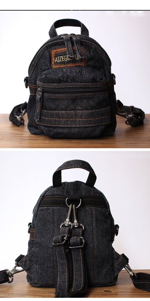 Denim Black Womens Backpack School Backpacks Blue Vintage Denim Backpa – Feltify