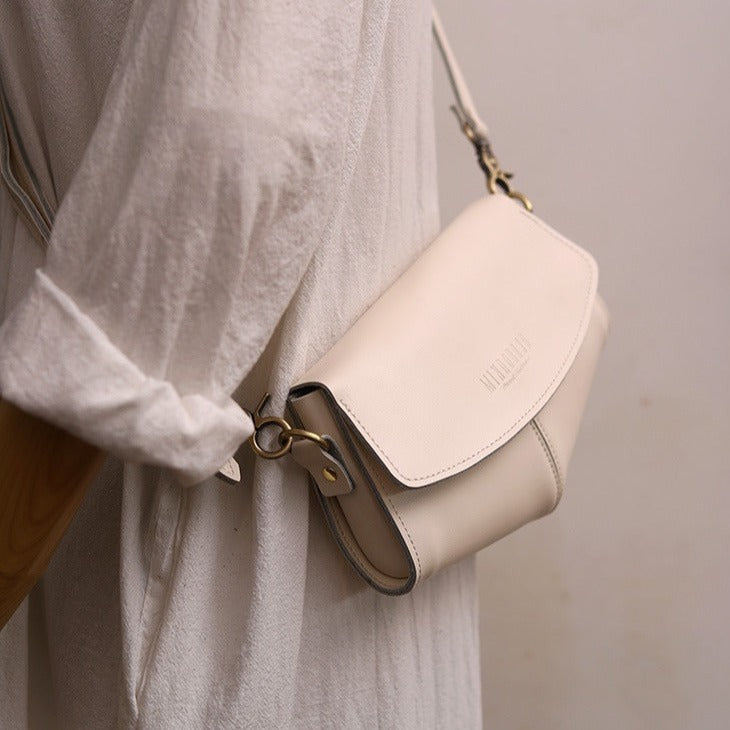 Cute LEATHER Sling Bag Side Bags White WOMEN Saddle SHOULDER BAG Small  Crossbody Purses FOR WOMEN