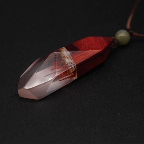 Wooden Necklace Sandalwood Resin Handmade Minimal Stick Charm Pendant Gift Jewelry Accessories Women