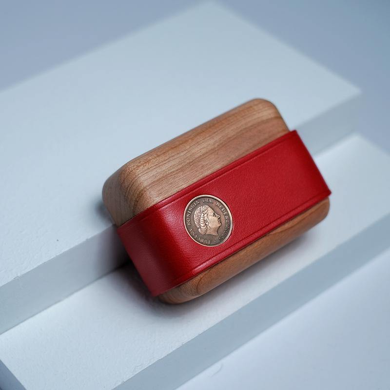 Handmade Red Leather Cherrywood AirPods Pro Case Custom Red Leather AirPods Pro Case Airpod Case Cover - iwalletsmen