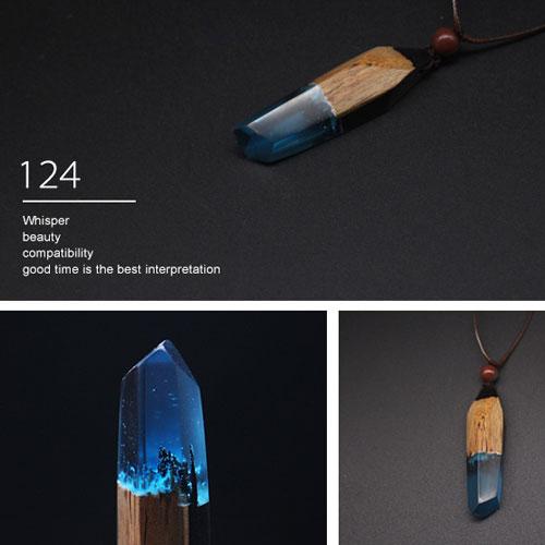 Wooden Necklace Sandalwood Resin Handmade Minimal Stick Charm Pendant Gift Jewelry Accessories Women