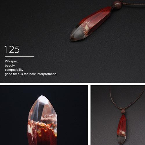 Wooden Necklace Sandalwood Resin Handmade Minimal Stick Charm Pendant Gift Jewelry Accessories Women