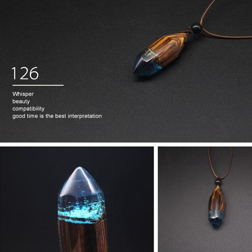 Wooden Necklace Sandalwood Resin Handmade Minimal Stick Charm Pendant Gift Jewelry Accessories Women