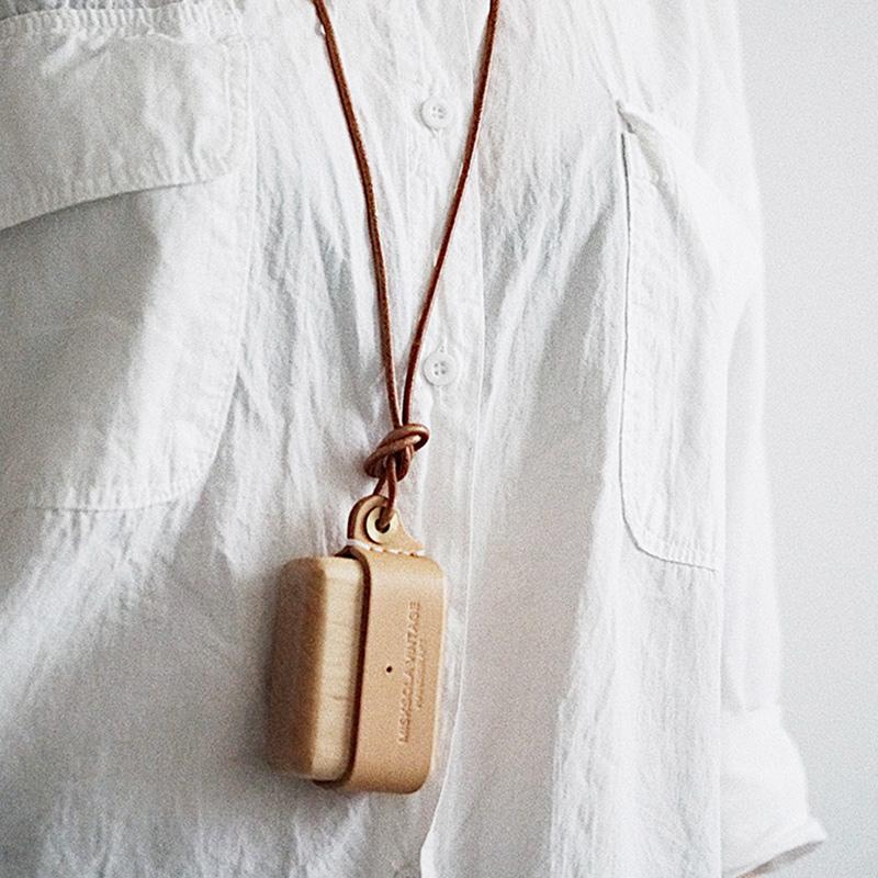 Beige Wood Leather AirPods Pro Case with Clip Strap Beige Leather 1,2 AirPods Case Airpod Case Cover - iwalletsmen
