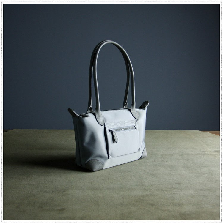 Womens Light Gray Nylon Shoulder Tote Small Light Gray Nylon Handbag Purse for Ladies