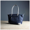 Womens Navy Nylon Shoulder Tote Medium Navy&Light Gray Nylon Handbag Purse for Ladies