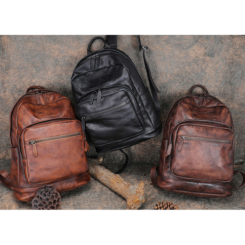 Best Leather Rucksack Bag Womens Vintage 16 inches Laptop Backpack Leather School Backpack Purse