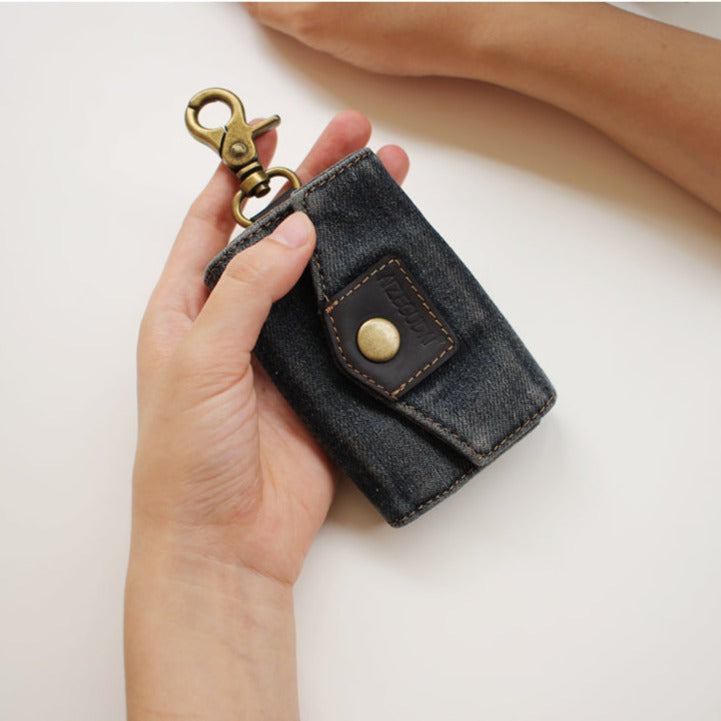 Fashion Denim Mens Keys Wallet Denim Key Holders With Belt Clip