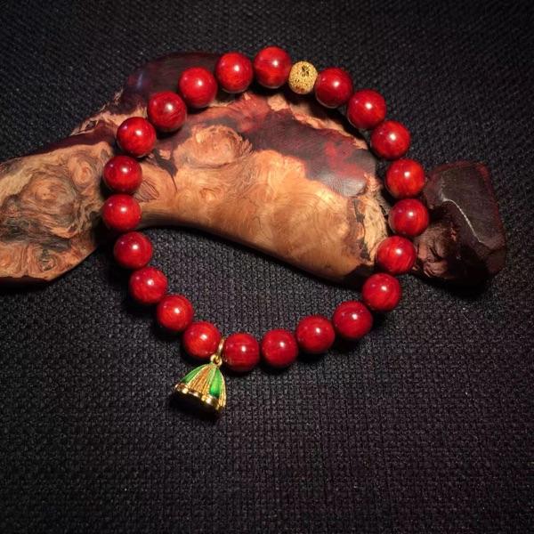 Wooden Beaded Bracelet Red Sandalwood Rosewood Lotus Gift Jewelry Accessories Women
