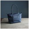 Womens Navy Nylon Shoulder Tote Medium Dark Blue Nylon Handbag Purse for Ladies