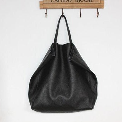 Genuine Leather Bag Handmade Black Tote Bag Shoulder Bag Handbag For Women