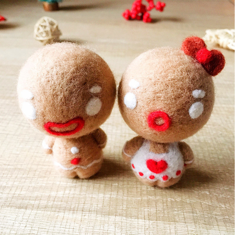 Handmade Needle felted gingerbread man felting kit project Christmas cute for beginners starters
