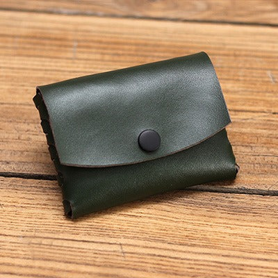 Cute Leather Card Holders Green Women Coin Wallets Handmade Card Wallet For Women