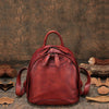 Classic Red Leather Small Rucksack Bag Womens Compact Leather Backpack Ladies Backpack Purse