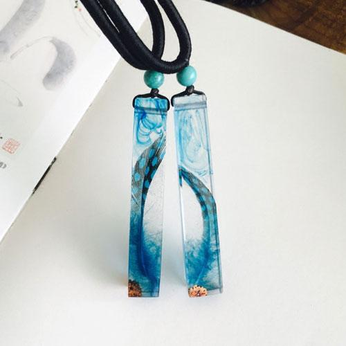 Wooden Necklace Wood Resin Handmade Feather Charm Pendant Gift Jewelry Accessories Women