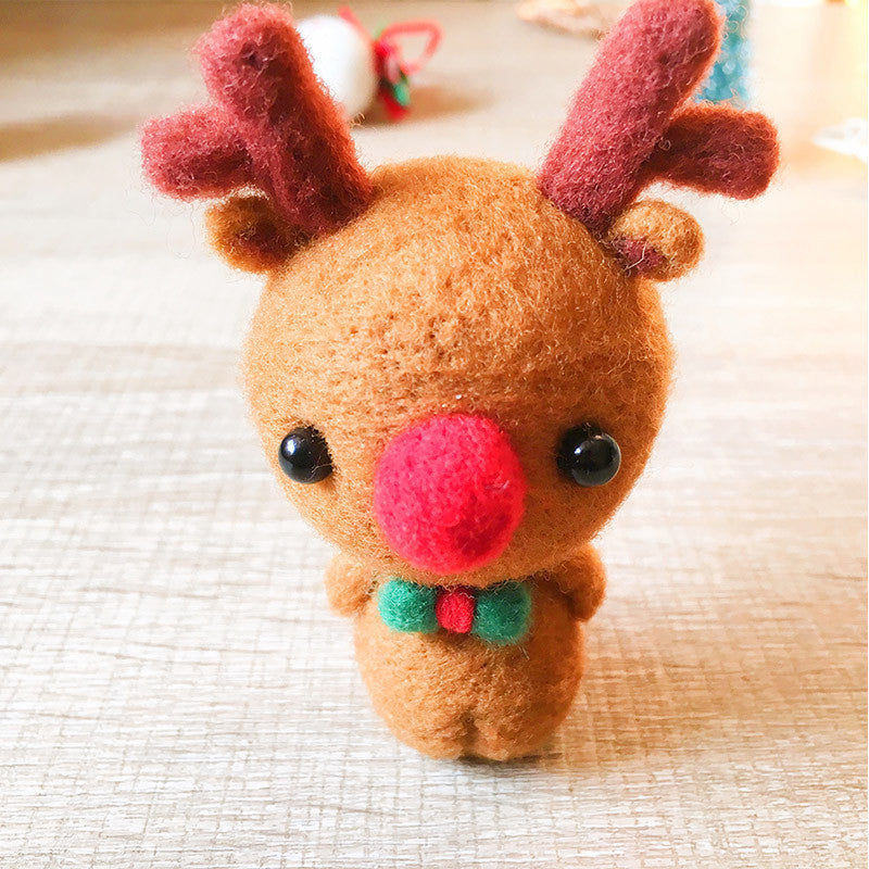 Handmade Needle felted reindeer Rudolph felting kit project Christmas cute for beginners starters