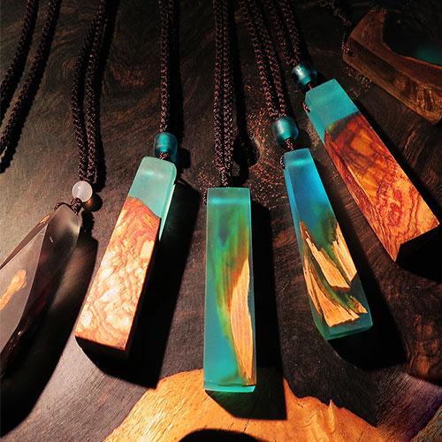 Personalized Engraved Wooden Necklace Wood Resin Handmade Geometric Charm  Pendant Gift Jewelry Accessories Women