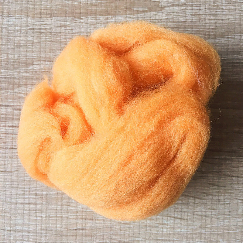 Needle felted wool felting sweet orange wool Roving for felting supplies short fabric easy felt