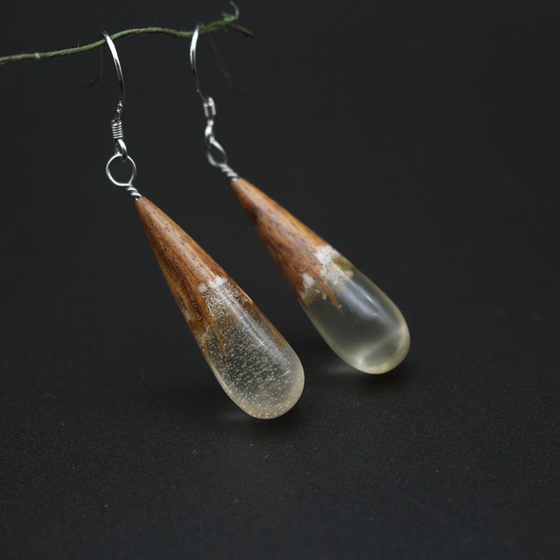 Sandalwood Resin Earrings Water Drop Dangle Gift Jewelry Accessories Women