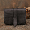 Black Gray Womens Leather Bifold Small Wallet Vintage Buckle Small Wallet for Ladies