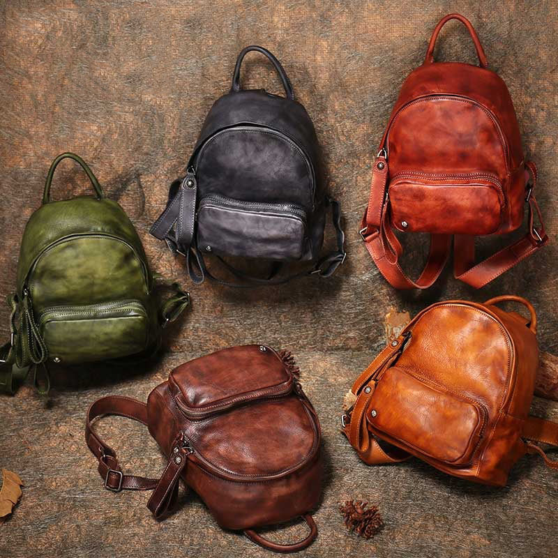 backpack leather bag for women Classic Leather Rucksack Womens Compact Leather Backpack Bag Ladies Backpack Purses